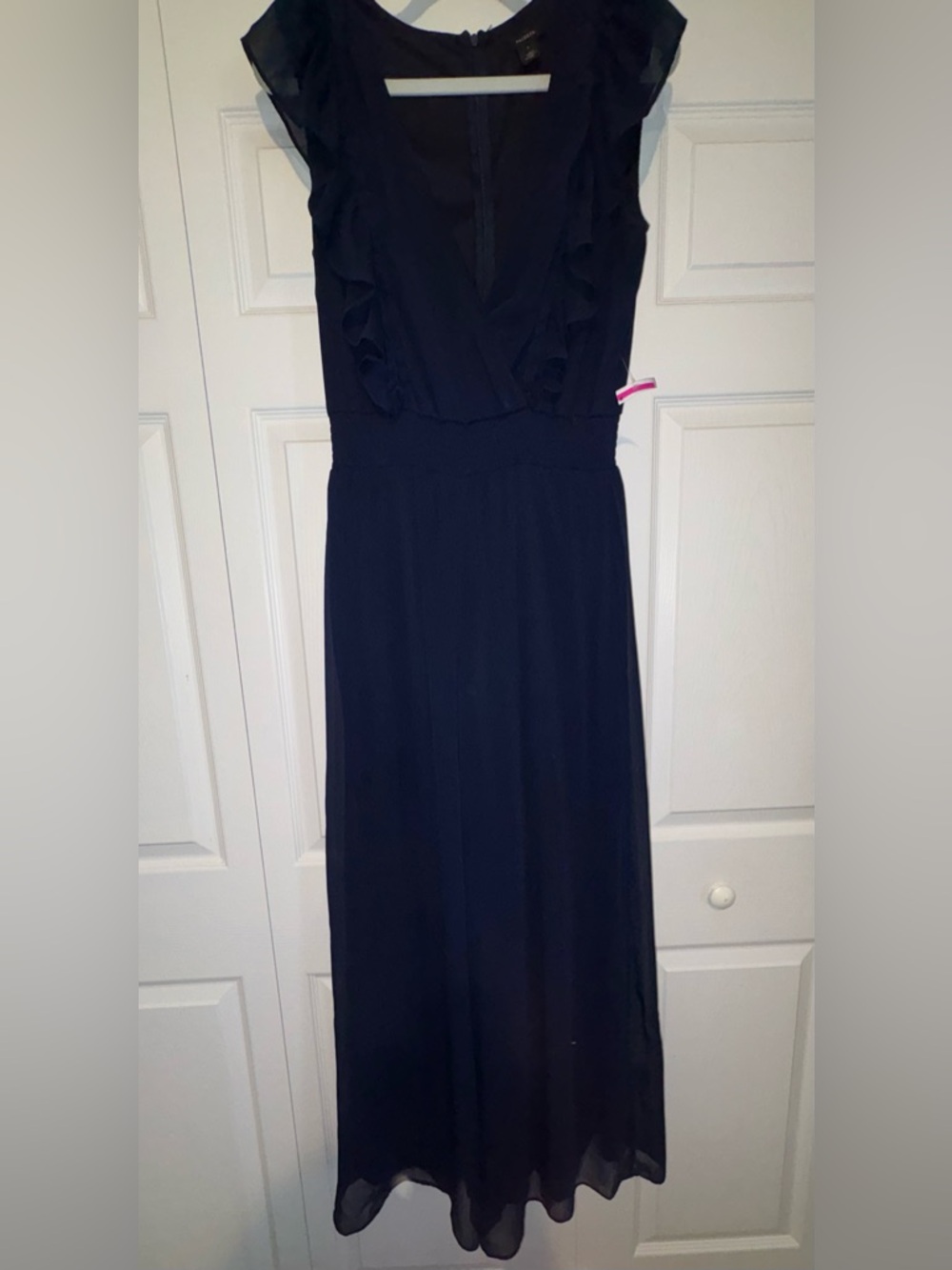 Halogen Navy Ruffle-Trim Jumpsuit